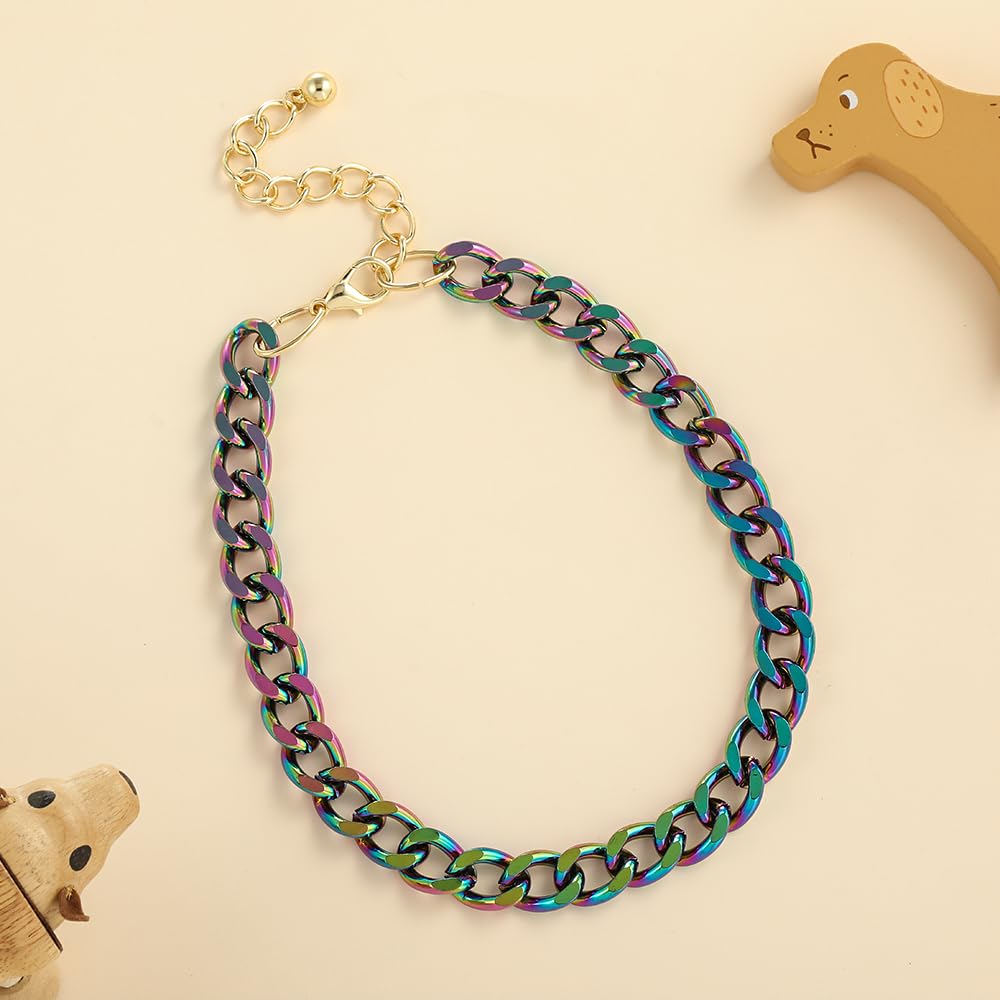Madison Tyler Dog Chains Necklace | Adjustable Cuban Link Durable Dog Necklace | Cute Fashion Pet Collar | Light Metal Jewelry B