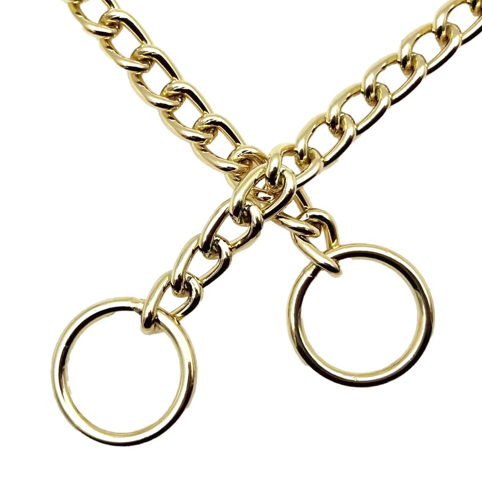ChampWei Heavy Chain Dog Metal Collars, Adjustable Weather Proof Alloy Steel Necklace for Small Medium Large Dogs (Fancy Gold, X