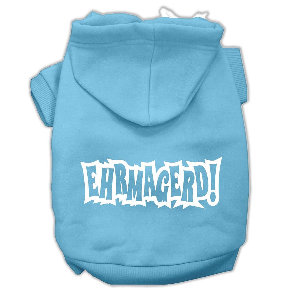 Pet, Dog & Cat Hoodie Screen Printed, 'Ehrmagerd' Baby Blue Xs (0-3 Lbs.)