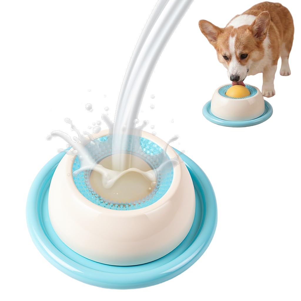 Qpets Dog Lick Bowl Slow Feeder For Small Dogs & Cats, Interactive Treat Dispenser With Rolling Ball, Abs Pet Feeding Bowl For S