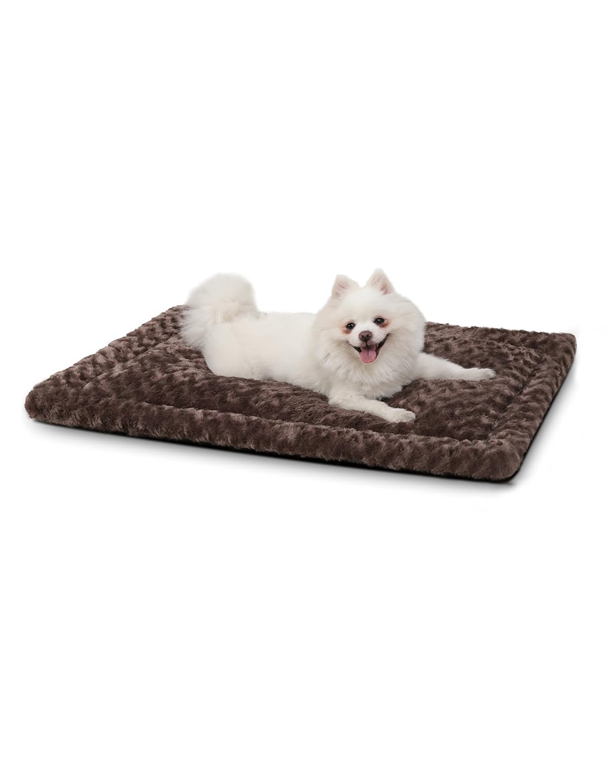 Washable Dog Bed Mat Reversible Dog Crate Pad Soft Fluffy Pet Kennel Beds Dog Sleeping Mattress For Large Jumbo Medium Small Dogs, 29 X 18 Inch, Brown