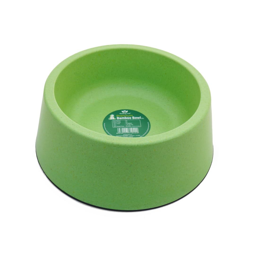 Healing Leaf Bamboo Bowl Slow Feeder Dog Bowls Food Stop Bloat Anti Gulping Healthy Eating Interactive (Green, Medium)