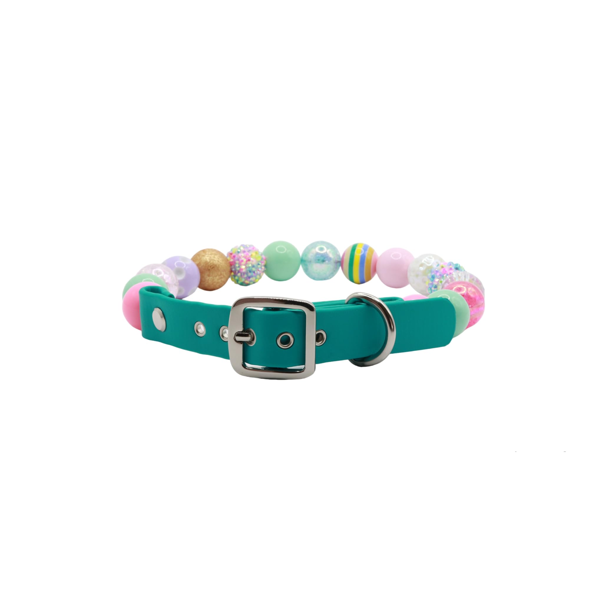 Adjustable Pet Collar For Small Medium And Large Dogs Beaded Silicone Dog Necklace Handmade Girl Bling Fancy Female Cats Pretty 