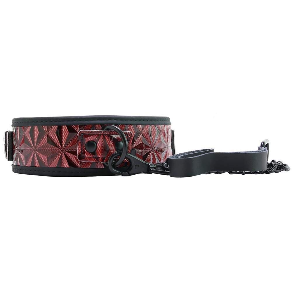Ouch Luxury Collar W/Leash Burgundy OU343bur
