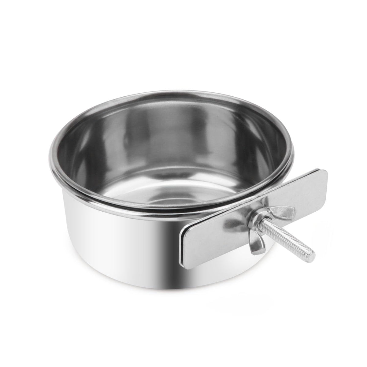 Pet Food Water Bowl with Clamp Holder Stainless Steel Coop Cup Hanging Feeder for Dog Bird Parrot Cat Rabbit (S)