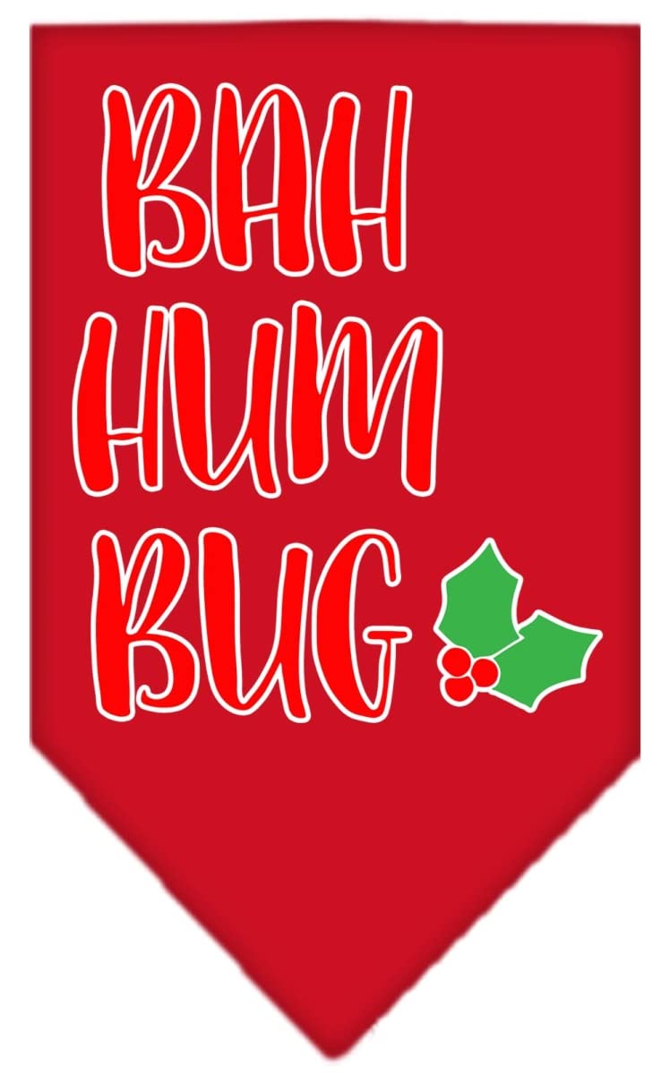 Christmas Pet and Dog Bandana Screen Printed, "Bah Humbug" Red Small