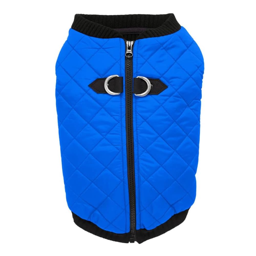 Gooby - Fashion Vest, Small Dog Sweater Bomber Jacket Coat with Stretchable Chest, Blue, Medium