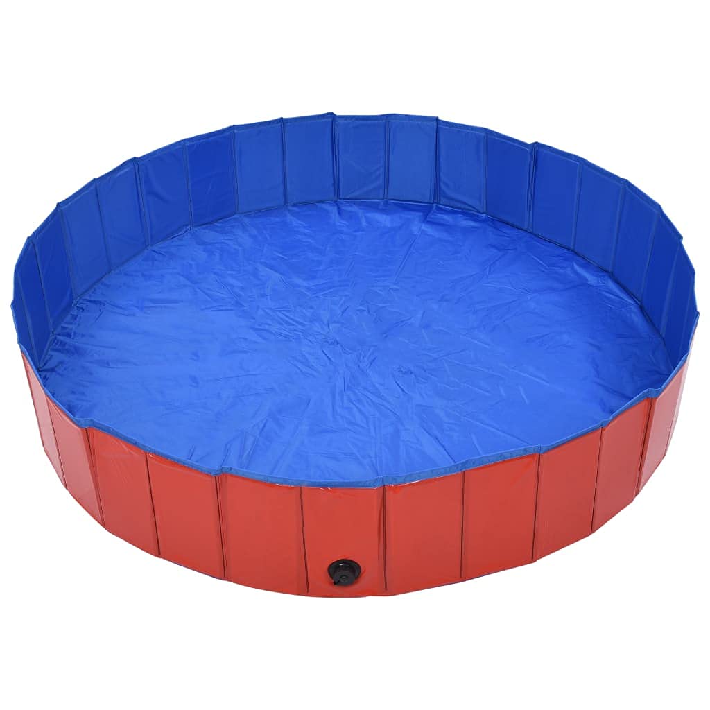 Vidaxl Foldable Dog Swimming Pool 63'X11.8' - Robust Pvc Construction With Anti-Slip Design For Outdoors And Indoors - All Season Red Pet Pool With Versatile Use