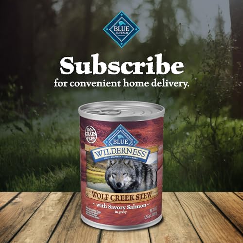 Blue Buffalo Wilderness Wolf Creek Stew High Protein, Natural Wet Food for Dogs, Hearty Salmon Stew in Gravy, 12.5-oz cans, 12 C