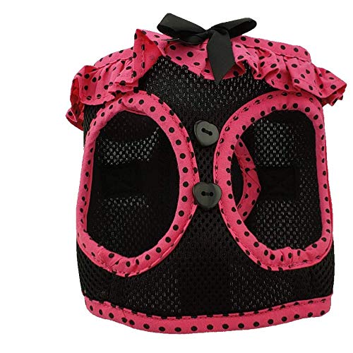 Doggie Design No Choke Dog Harness - Simple Step-In And Go Dog Vest For Small, Medium, And Large Breeds - Breathable Mesh Polyester Pet Harness - Hot Pink And Black Polka Dot - Xl