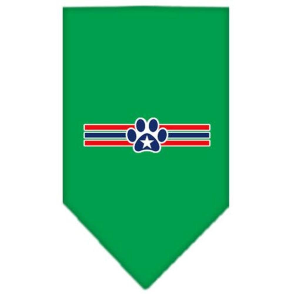Pet and Dog Bandana Screen Printed, &quot;Patriotic Star Paw&quot; Emerald Green Large
