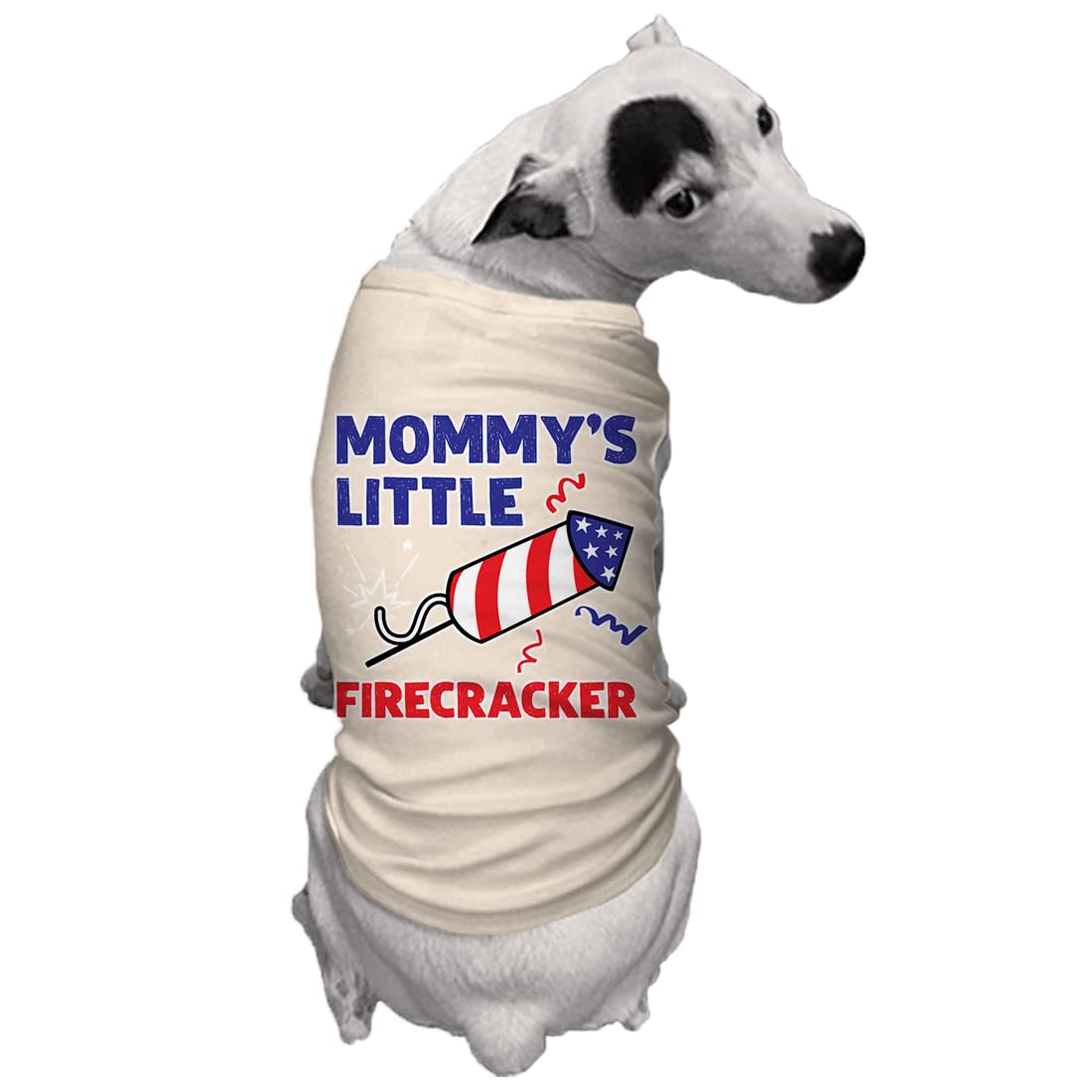 Mommy'S Little Firecracker - Usa Independence Day 4Th Of July Dog Shirt (Natural, Small)