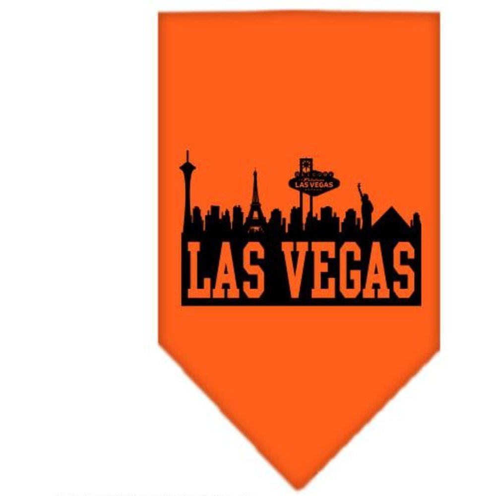 Pet and Dog Bandana Screen Printed, &quot;Las Vegas Skyline&quot; Orange Large