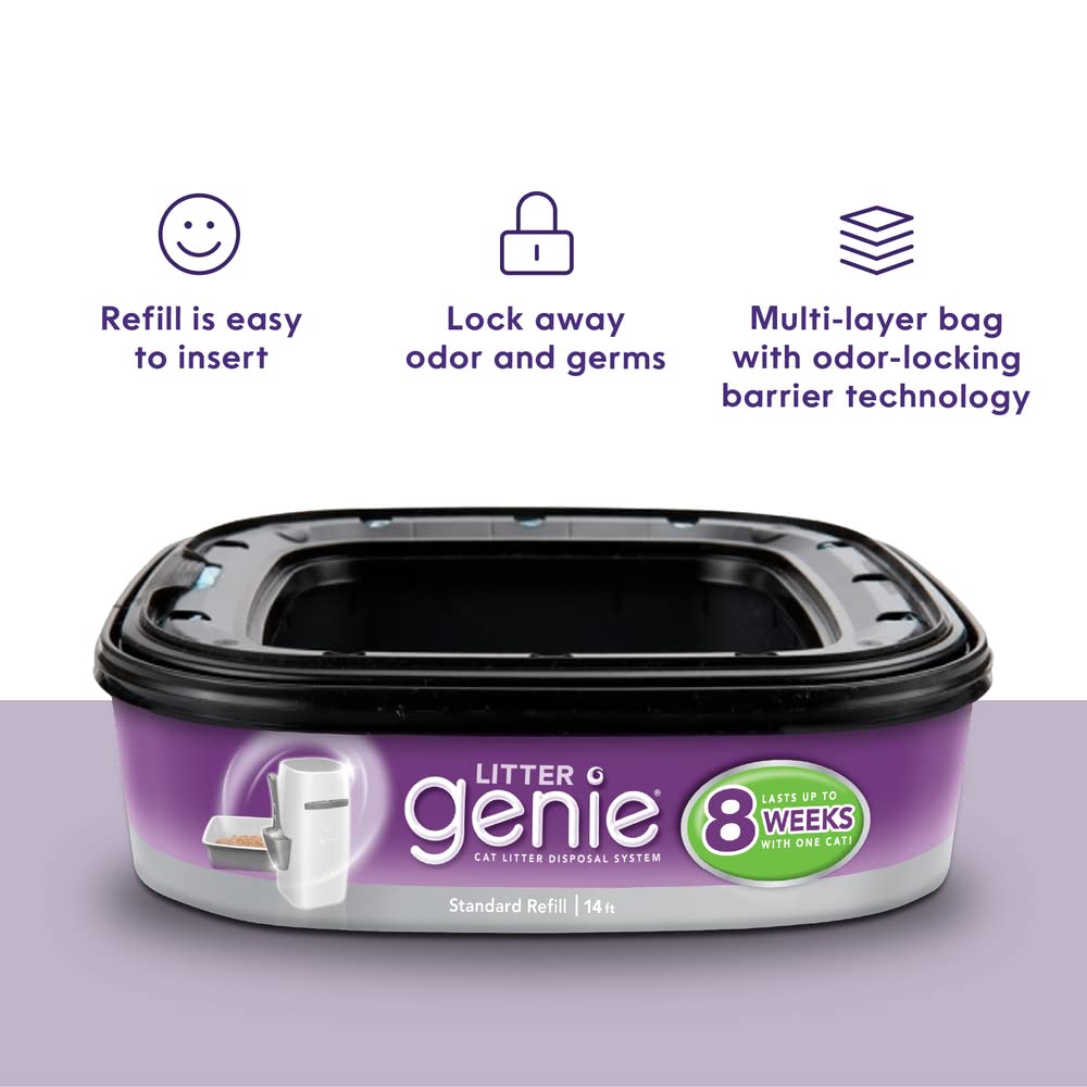 Litter Genie Refill Bags (3-Pack) Multi-Layers Of Odor-Barrier Technology 1 Square Refill Lasts Up To 2 Months