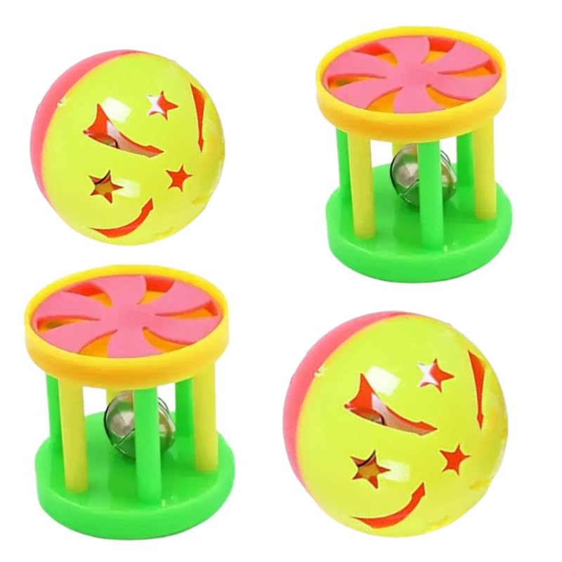 Psk Pet Mart Interactive Pet Toy Mutil Colors Training Cat Rolling Toy Ball Plastic Hollow TwoColor Bell Throwing Rolling Cat T
