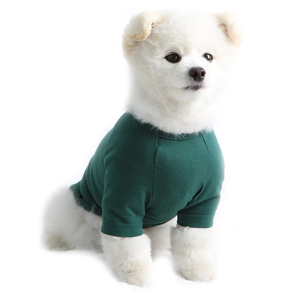 Lucky Petter Dog Shirt For Small Dogs Plain T-Shirts Soft Breathable Dog Cotton Shirt Pet Clothes (Medium, Green)