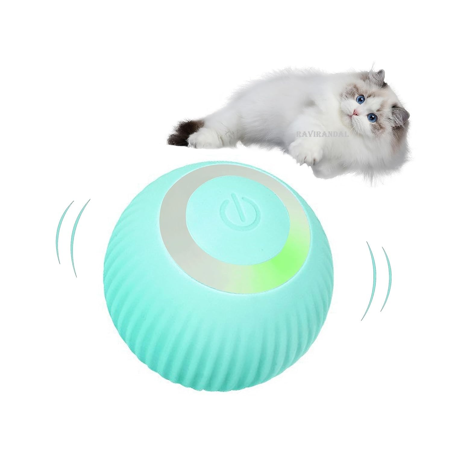 Ravirandal Cat Toy Ball  Intelligent Funny Rotating Ball With Led Light, 360 Rotatable, Automatic Rotating, Smart Obstacle Avoi