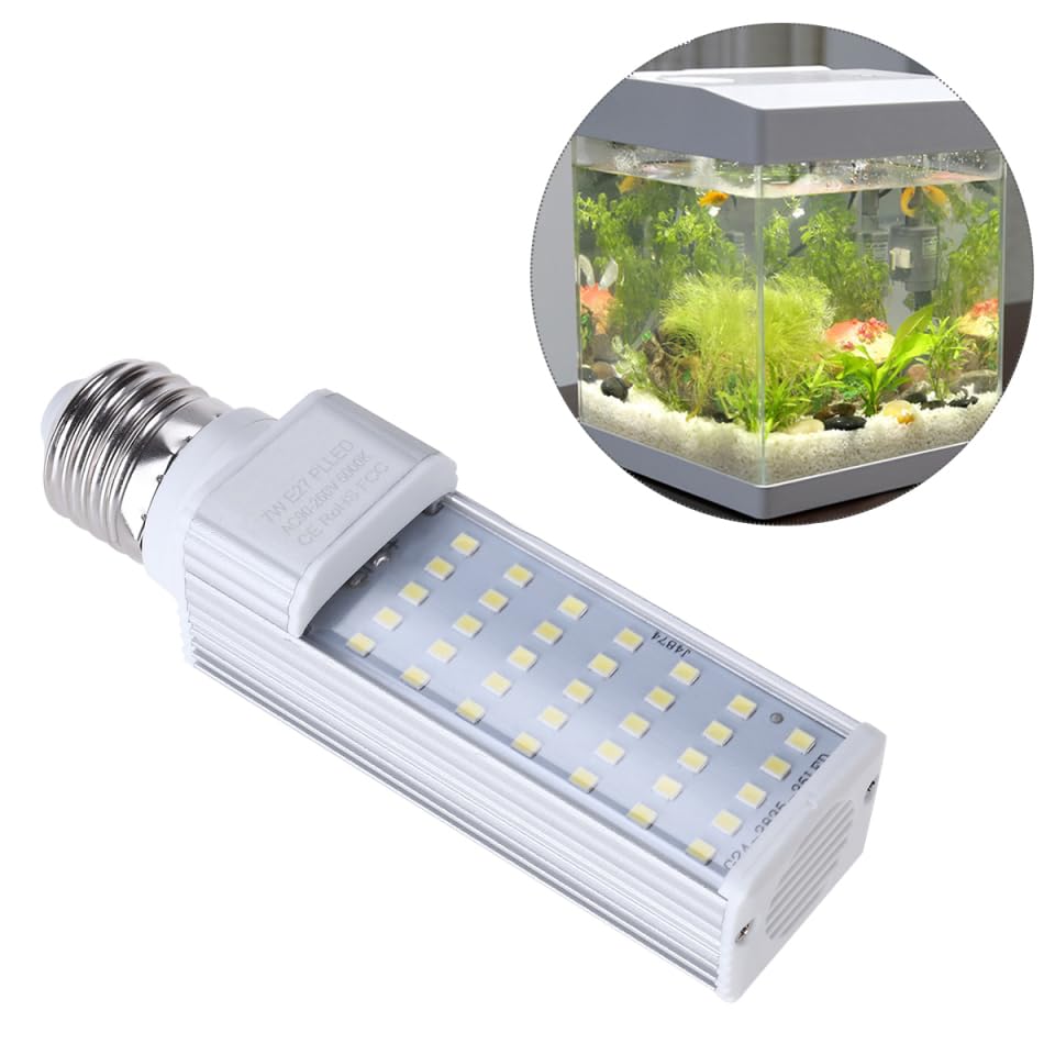UEETEK E27 LED Energy Saving Lamp to Fit All Fish Pod and Fish Box Aquariums (White 7W)
