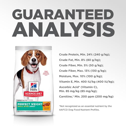 Hills Science Diet Perfect Weight, Adult 1-6, Weight Management Support, Small Kibble, Dry Dog Food, Chicken Recipe, 12 lb Bag