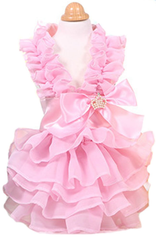 Marupet Fashion Sweet Puppy Dog Love Printed Princess Skirt Pet Dog Pleated Camisole Tutu Dress Pink S