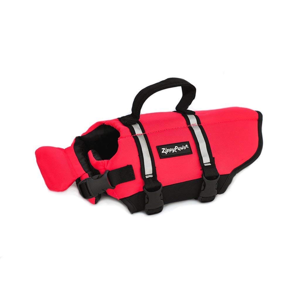 Zippypaws Adventure Dog Lifejacket, Swimming Vest For Dogs & Puppies, Life Jacket For Swim Training Small Medium & Large Dogs - Red, Medium