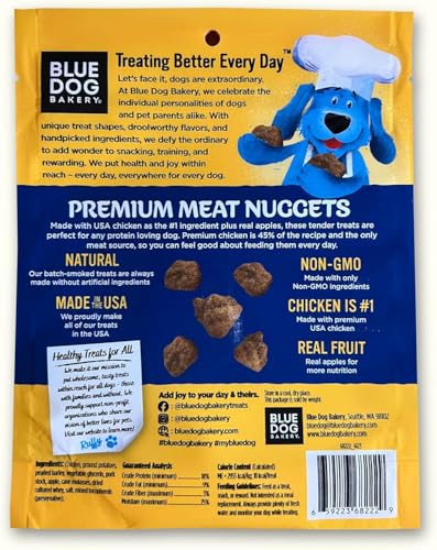 Blue Dog Bakery Protein Nuggets Snack | Small, Soft & Chewy Chicken & Apple Flavor | Natural Healthy Dog Treat - 6 oz (Pack of 1