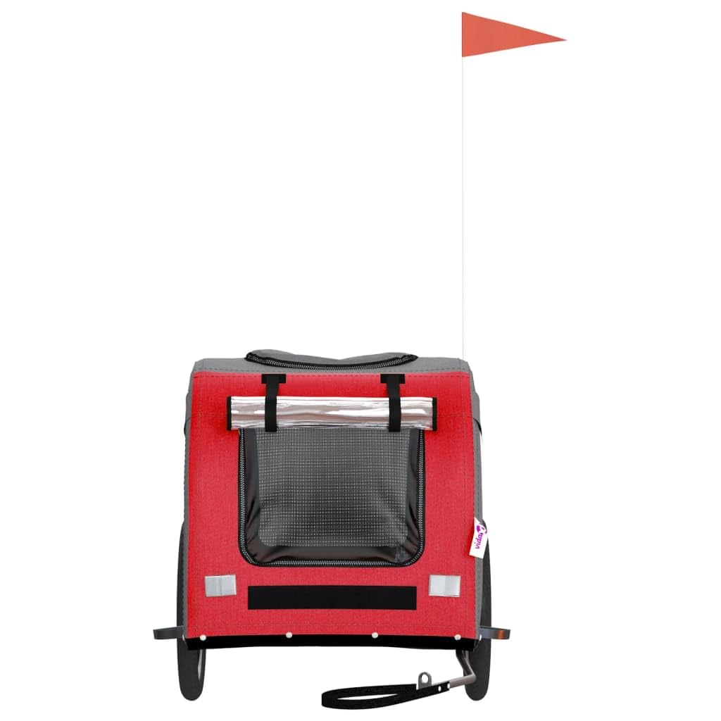 'Vidaxl Pet Bike Trailer In Red And Gray Oxford Fabric And Iron - Comfortable, Versatile And Safe - Ideal For Small Dogs And Other Pets'