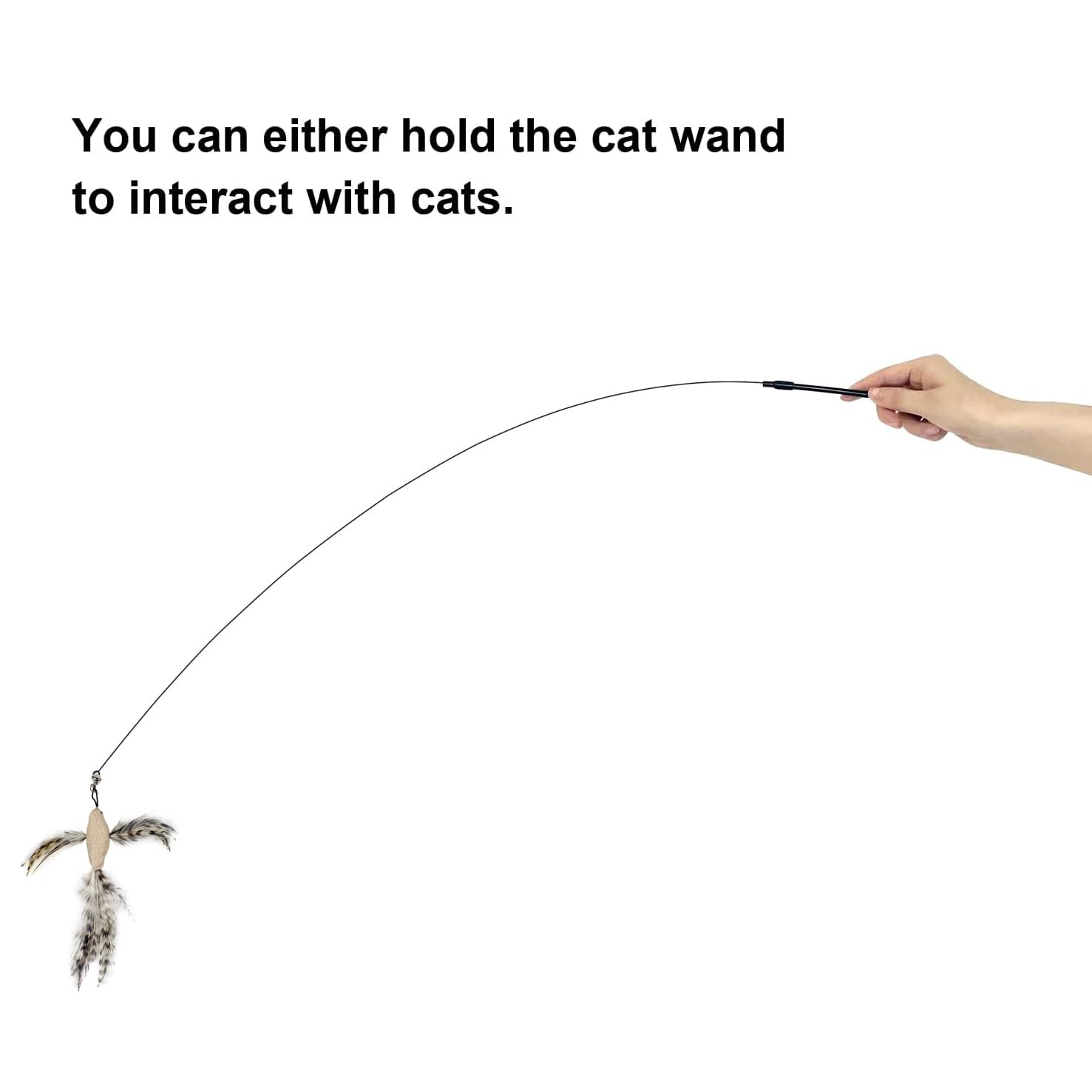 Ttcat Cat Feather Toys With 1 Suction Cup,2 Cat Wands,8Pcs Birds And Insects Simulation Feather Refills With Bells, Interactive