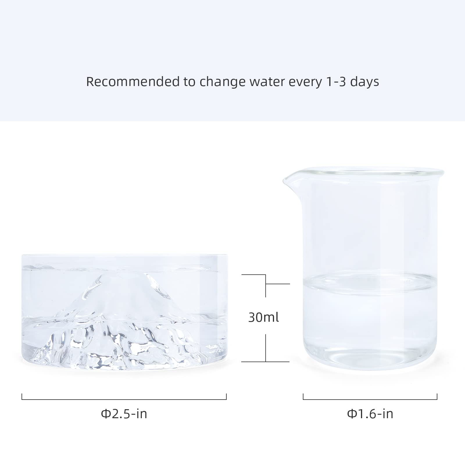 Niteangel Hamster Feeding & Water Bowls- Mount Fuji Series Glass Drinking Bowls for Dwarf Syrian Hamsters Gerbils Mice Rats or O