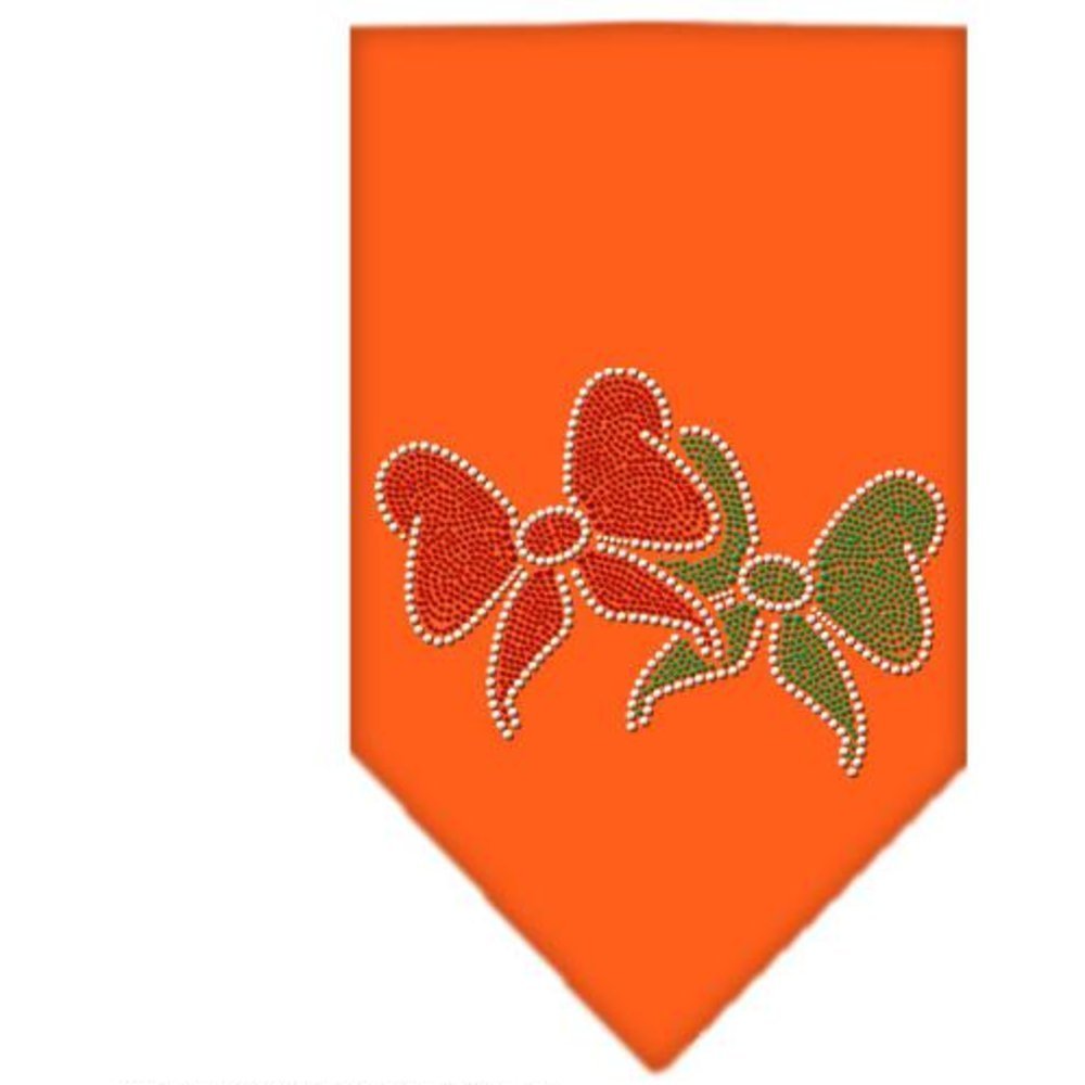 Christmas Pet and Dog Bandana Rhinestone, &quot;Christmas Bows&quot; Orange Small