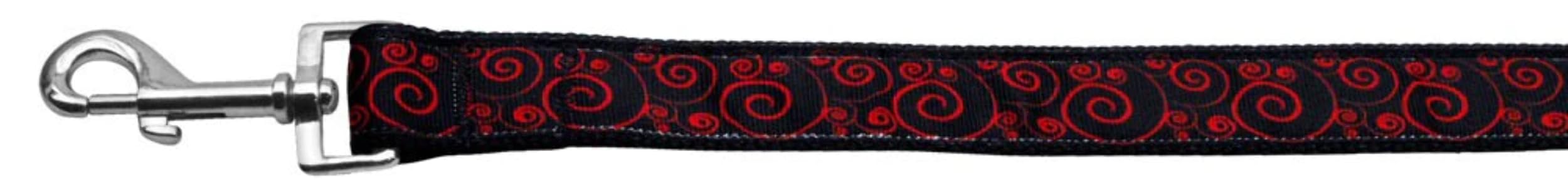 Pet Dog and Cat Nylon Collar or Leash, "Red & Black Swirly" 5/8" w x 4 ft. leash