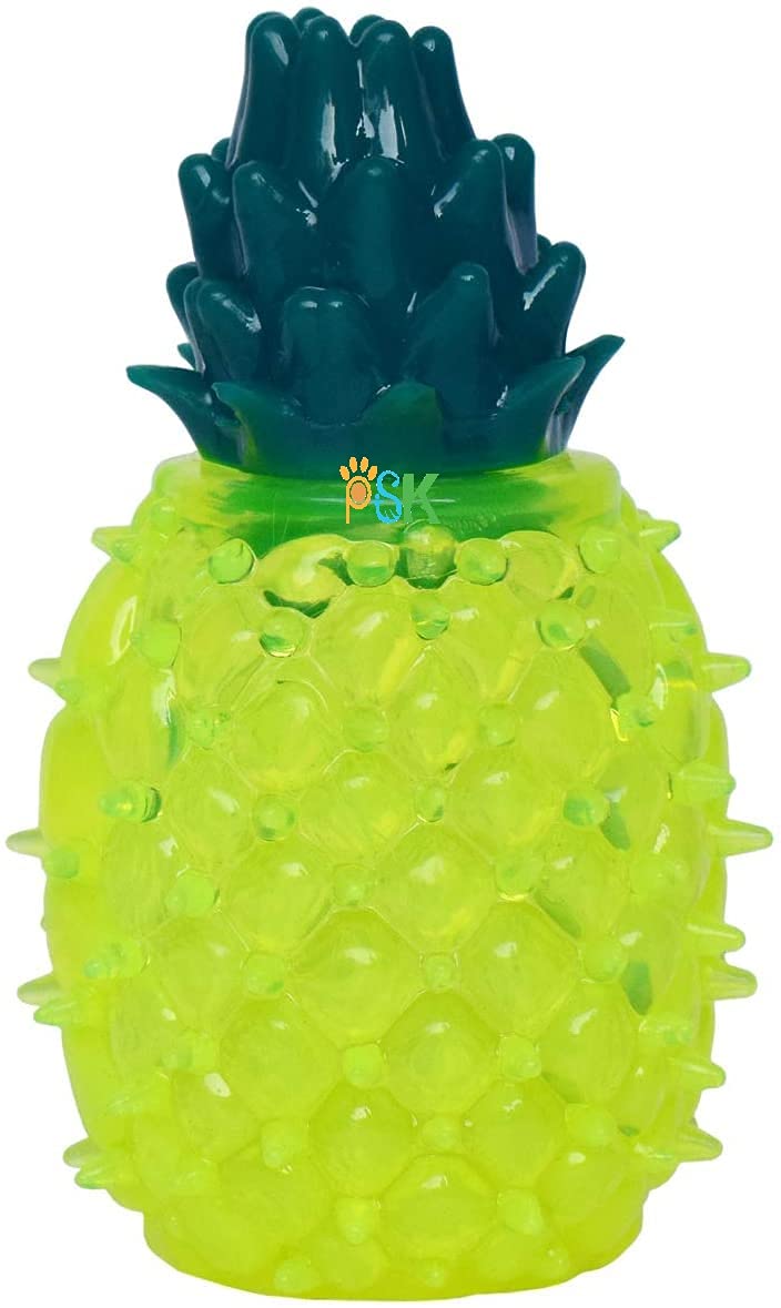 Psk Pet Mart Pineapple Fruit Squeaky Dog Chew Toy Green Rubber Squeaky Toy, Chew Toy For Dog (Pack Of 1 Pcs)