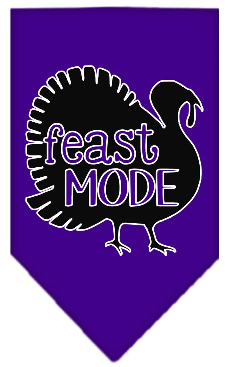 Pet and Dog Bandana Screen Printed, &quot;Feast Mode&quot; Purple Large