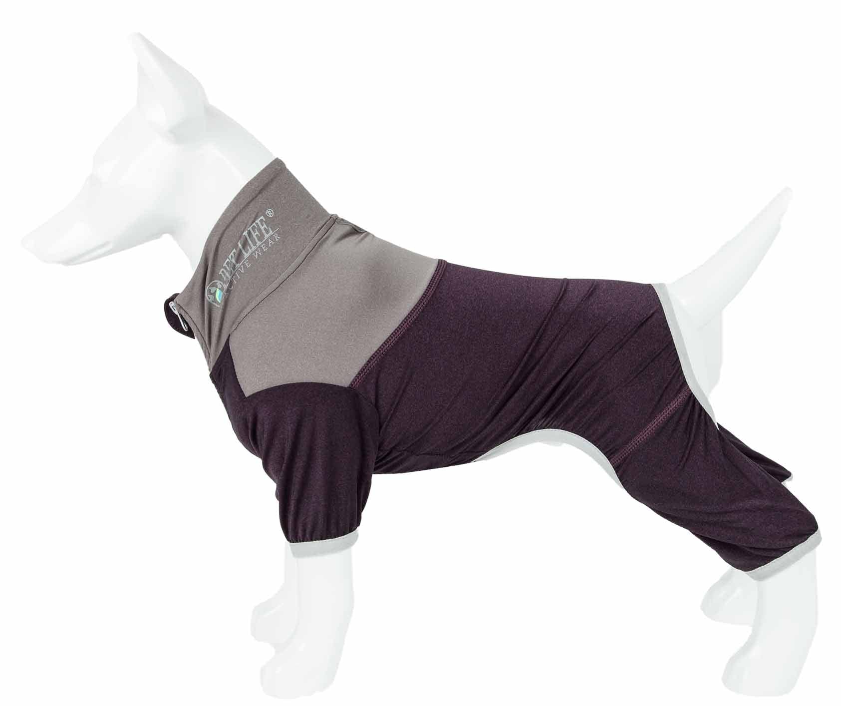 Pet Life Active Embarker Heathered Performance 4-Way Stretch Two-Toned Full Body Warm Up(D0102H70WAW.)