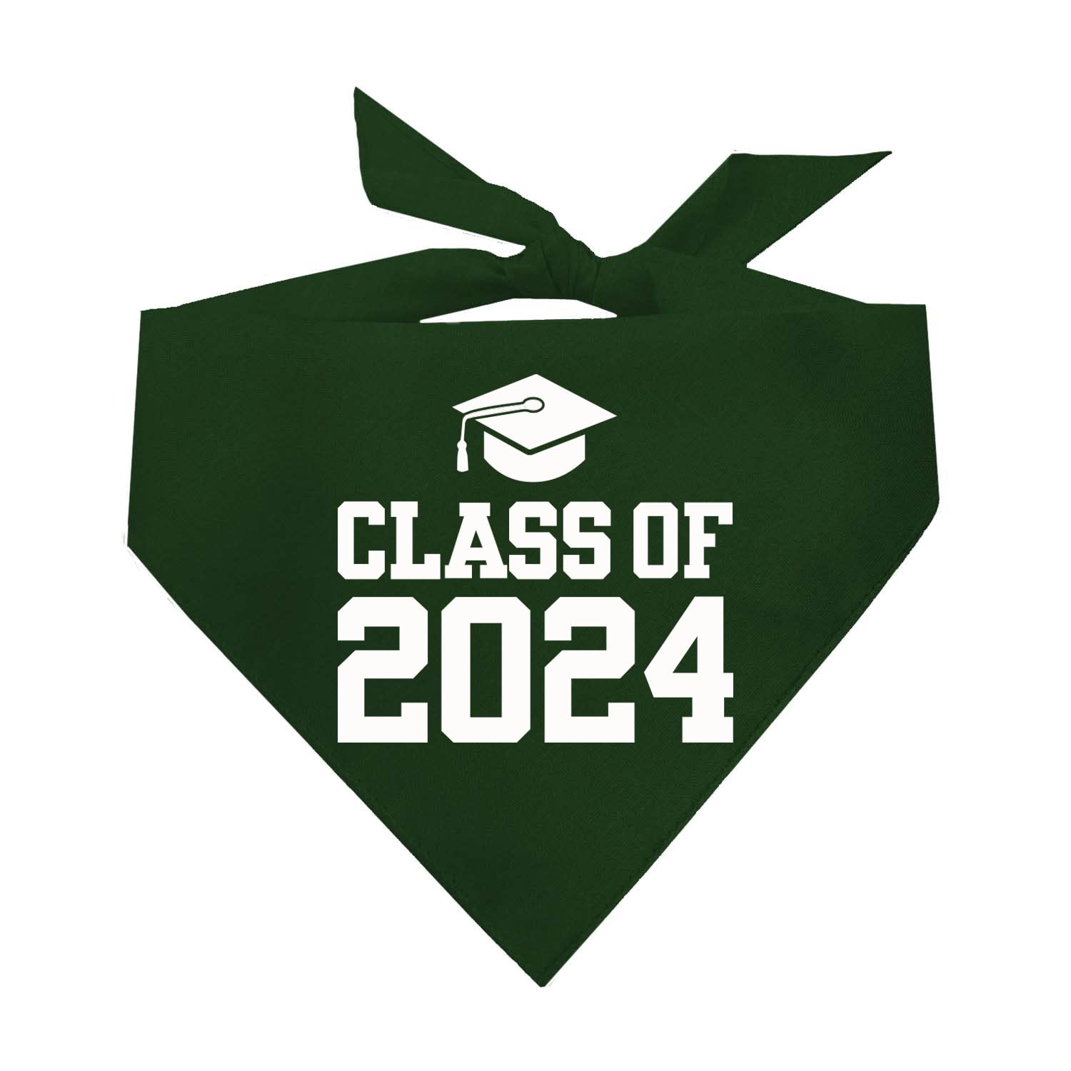 Class Of 2024 Dog Bandana | 100% Cotton Triangle | School Graduation Ceremony Party | Mom Dad Graduating Prop | 643 Dark Green, 