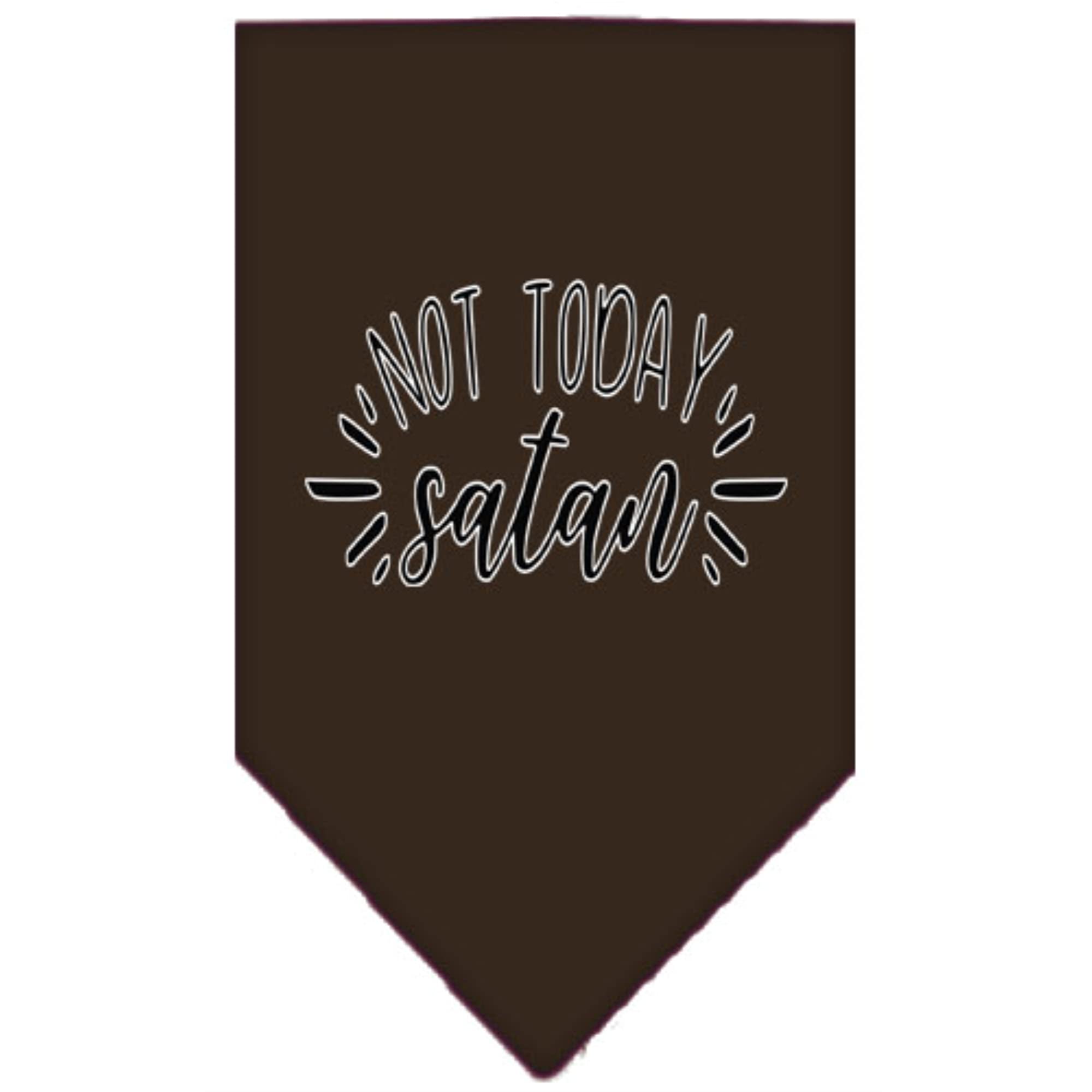 Pet and Dog Bandana Screen Printed, &quot;Not Today Satan&quot; Cocoa Small