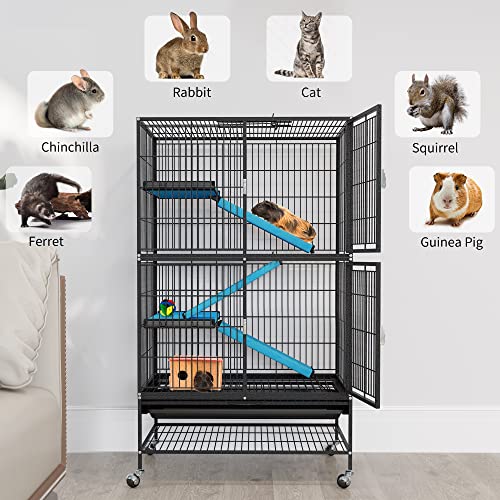 Yitahome Metal 4-Tiers Small Animal Cages For Adult Rats Ferret Chinchilla Guinea Pig Large Hamster Indoor Critter Nation Cage D