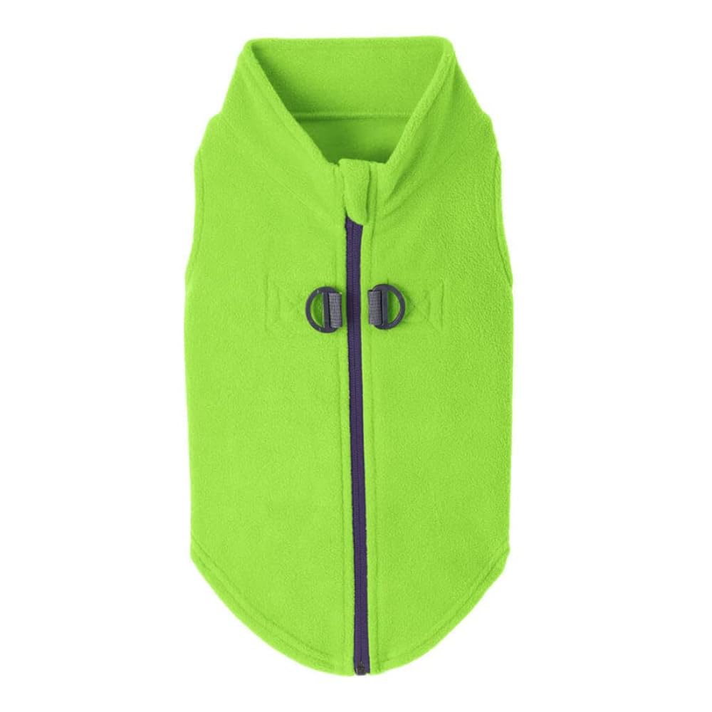Gooby Zip Up Fleece Dog Sweater - Lime, X-Large - Warm Pullover Fleece Step-In Dog Jacket With Dual D Ring Leash - Winter Small Dog Sweater - Dog Clothes For Small Dogs Boy And Medium Dogs