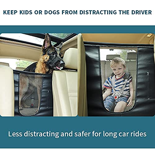 Petsfit Dog Car Barrier Vehicle Pet Barrier Backseat Mesh Dog Car Divider Net With Adjusting Rope, Sturdy Hook And 3 Storage Pockets Suitable For Suv Pickup Car