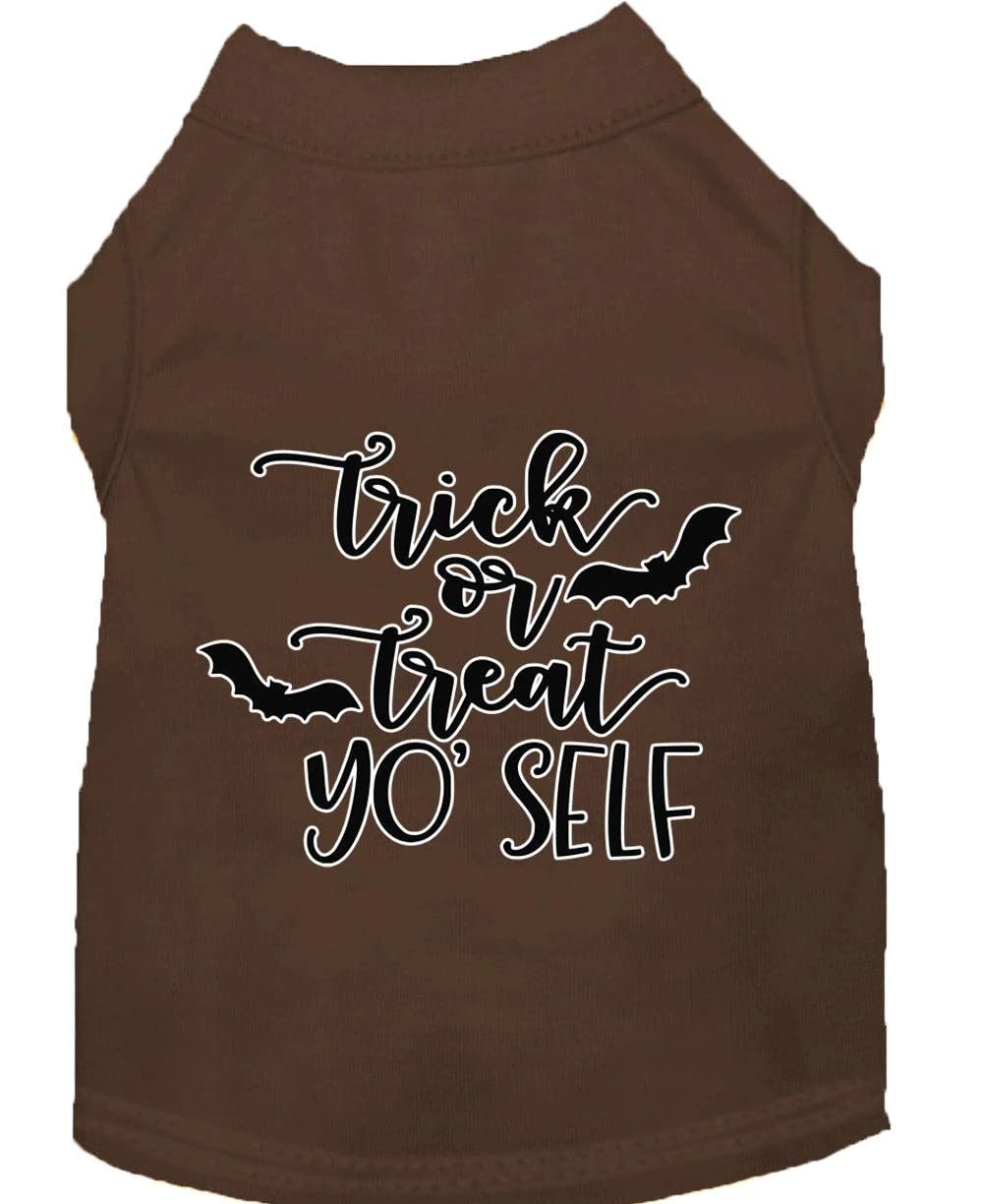 Halloween Pet Dog & Cat Shirt Screen Printed, "Trick Or Treat Yo' Self" Black XS (0-3 lbs.)