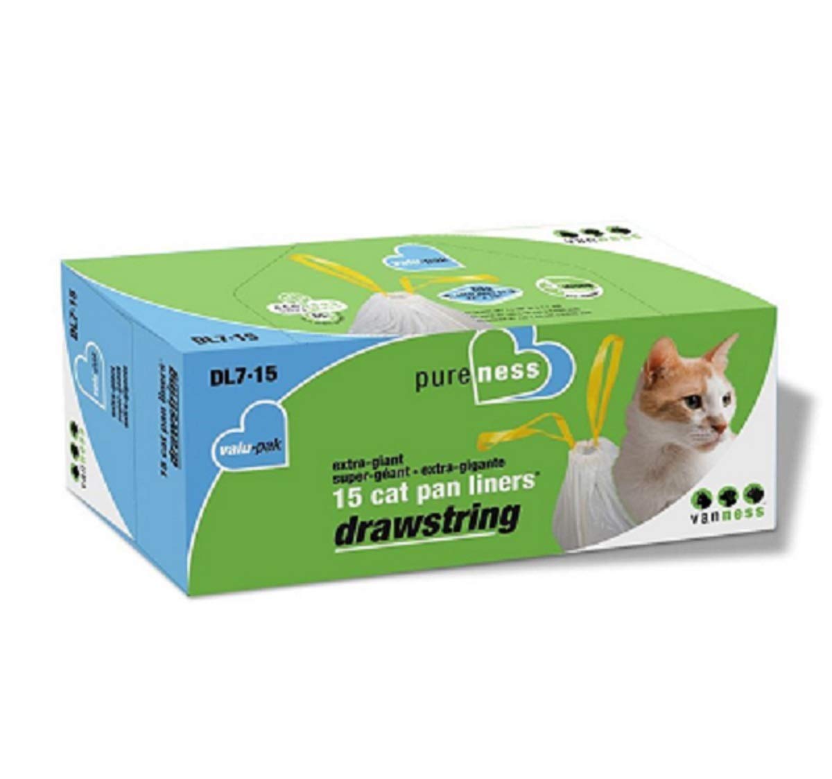 Pure-Ness Drawstring Cat Pan Liners,Pack Of 2 (15-Count X 2)