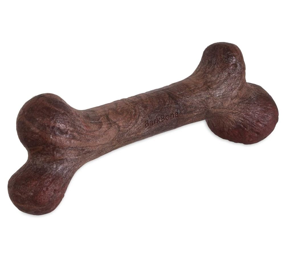 Pet Qwerks Dinosaur BarkBone - Nylon Dog Bone for Aggressive Chewers - Steak Flavor - 9.75