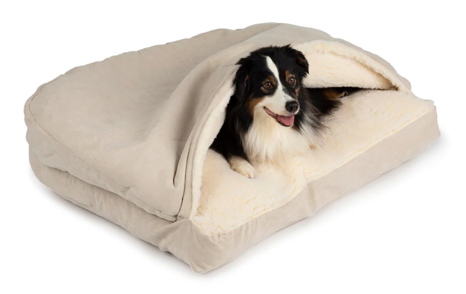 Snoozer Pet Products Luxury Rectangle Cozy Cave Dog Bed With Microsuede, Medium, Buckskin