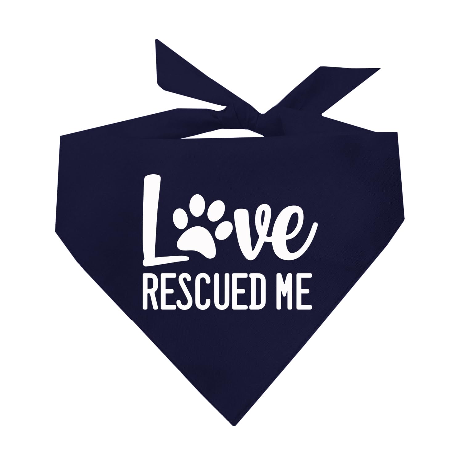 Love Rescued Me Dog Bandana | 100% Cotton Adjustable Triangle | Adoption Event Prop Photoshoot | Rescue | Puppy | New Dog |Navy,