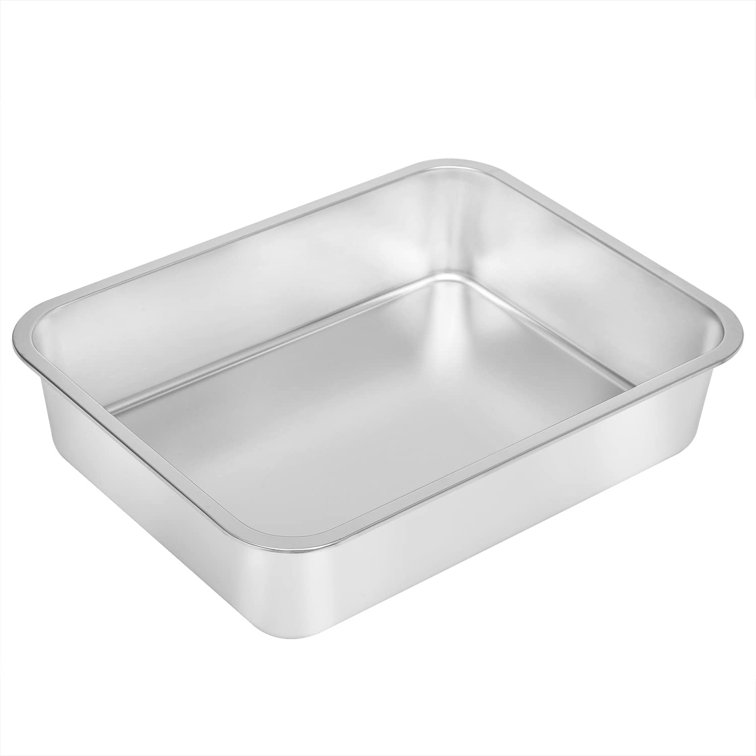 Kichwit Stainless Steel Cat Litter Box, Kitten Litter Tray, Metal Cat Litter Pan, Non Stick Smooth Surface, Easy To Clean (17.5' L X 13.5' W X 4' H)