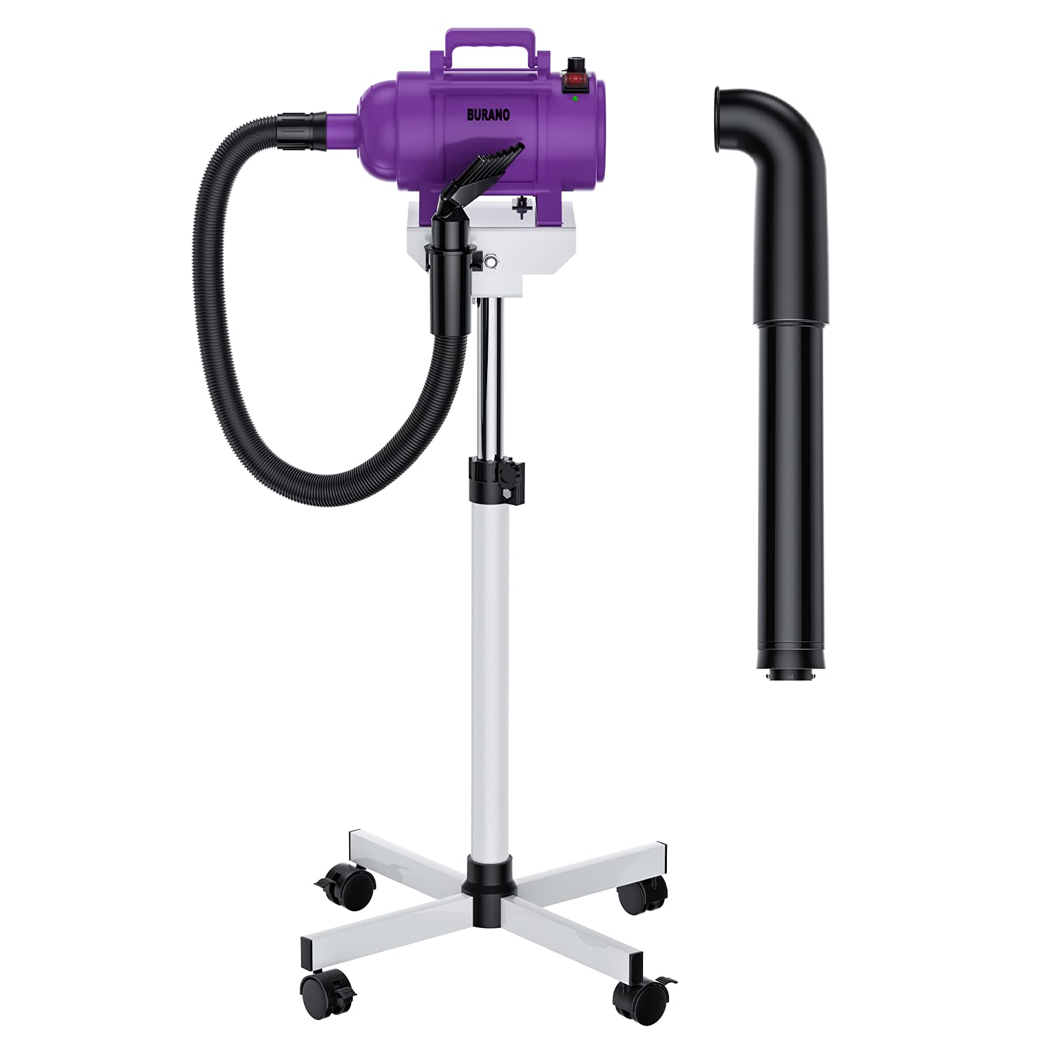 Burano Dog Dryer Stand, 4.3HP Variable Air Speed & Heat Pet Dryer with Stand, High Velocity Dog Pet Stand Grooming Dryer, Fluffy