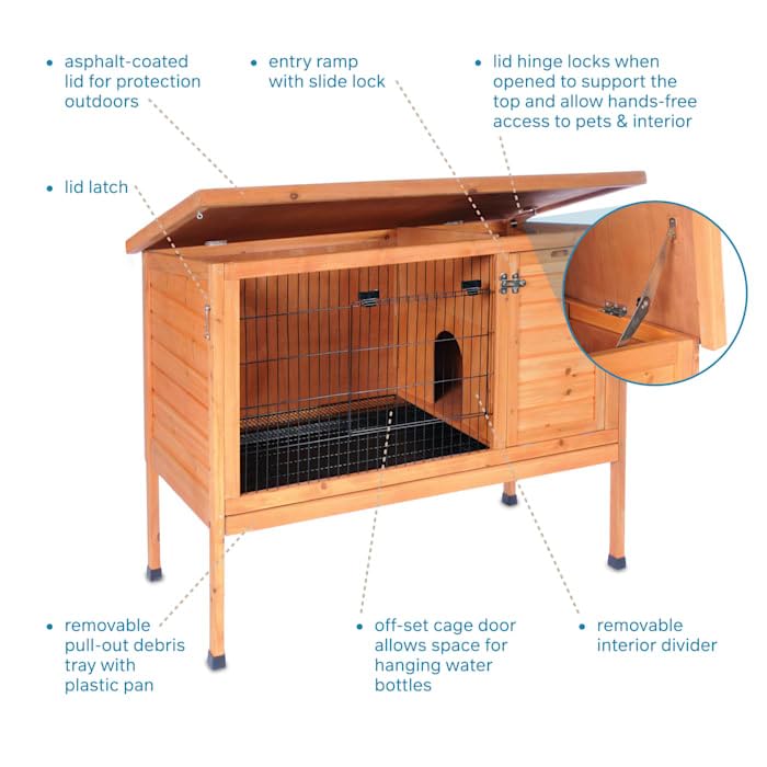 Prevue Hendryx, Stained Wood 461 Large Rabbit Hutch, 46.5' L X 24.0' W X 36.3' H