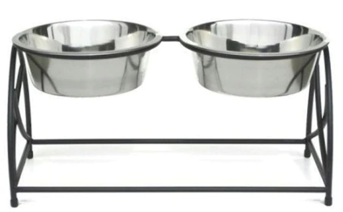 Pets Stop Butterfly Double Diner - Black - Medium