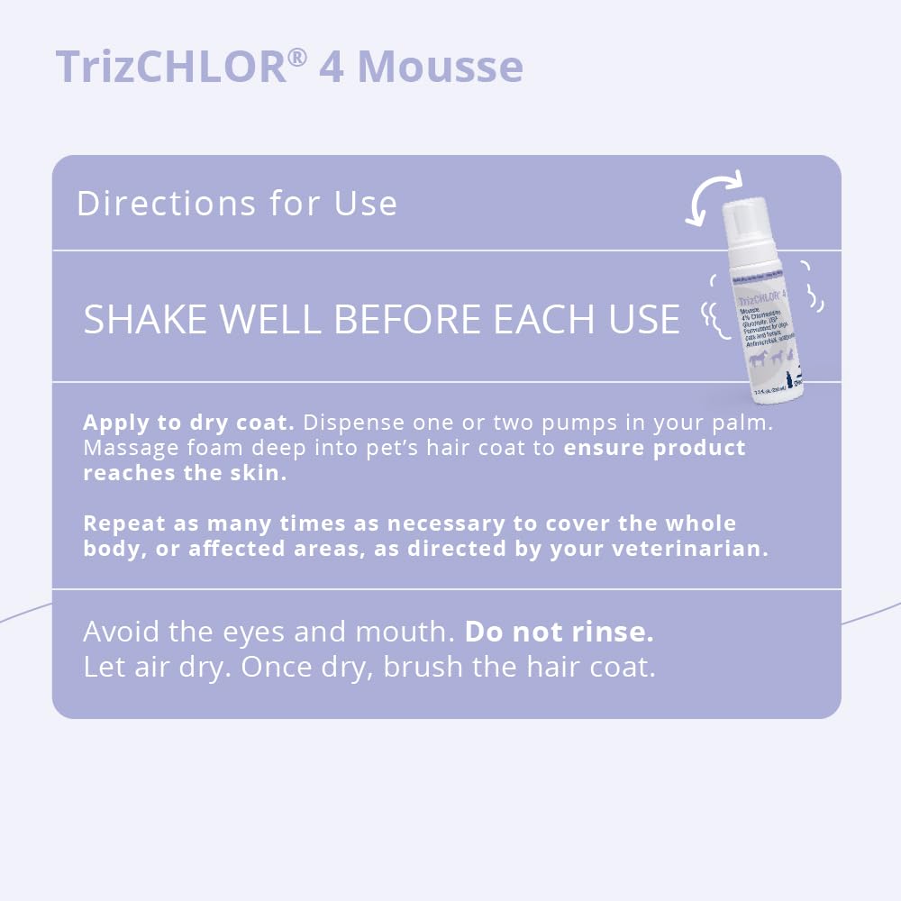 Trizchlor 4 Mousse For Dogs, Cats And Horses, 7.1 Ounce