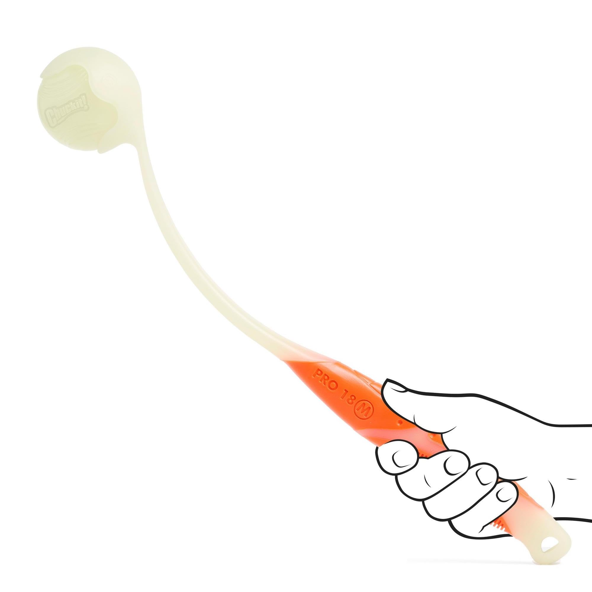 Chuckit Pro Fetch Toy Ball Launcher For Dogs; Compatible With Any Chuckit! Medium Size 18 Inch + Max Glow Ball